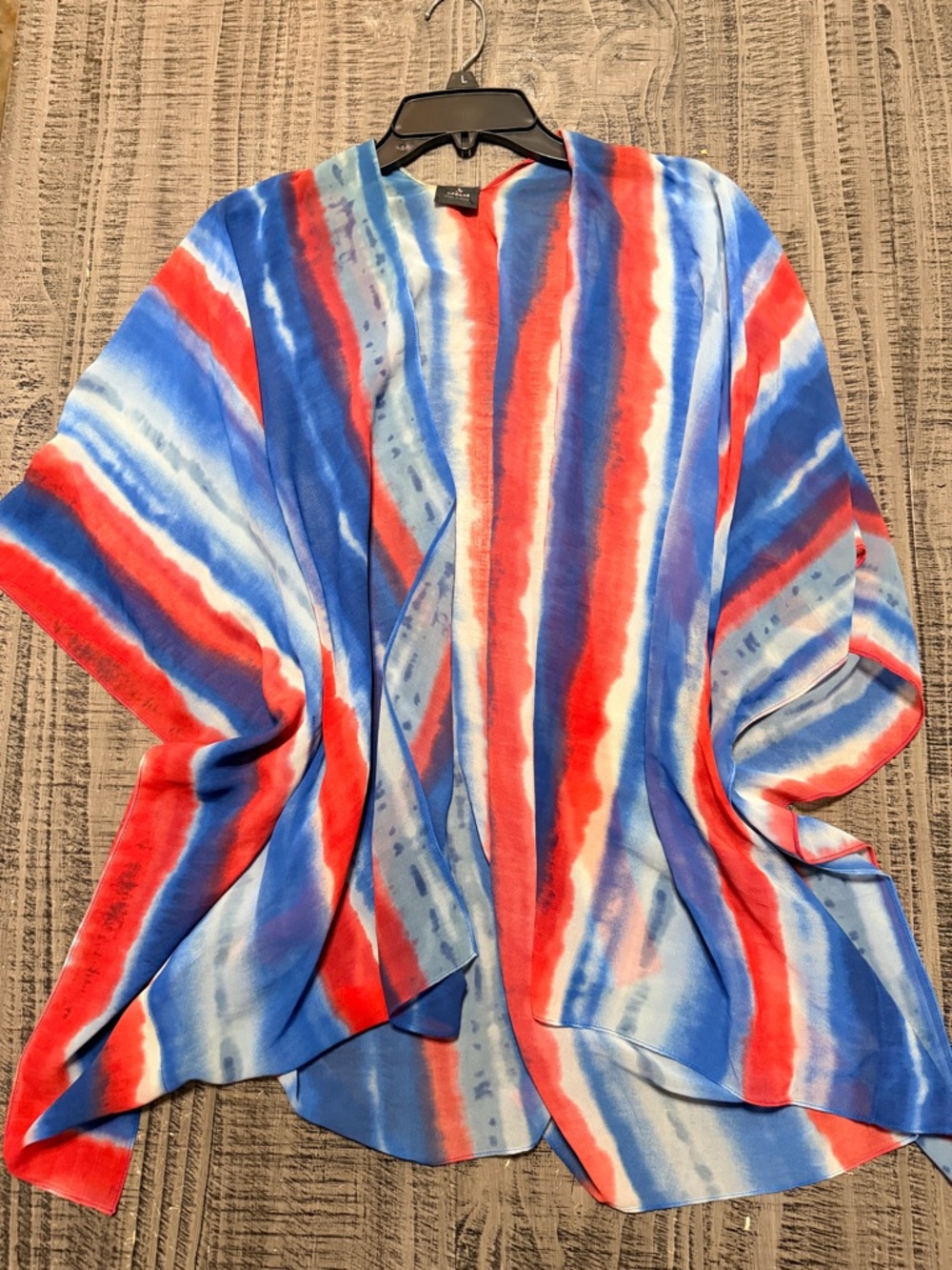 V. FRAAS Striped Open-Front Kimono - Red & Blue